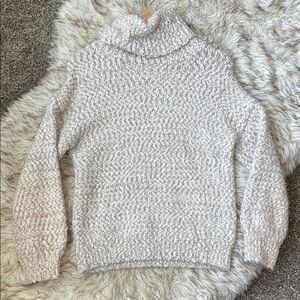 Pink & White Knitted Turtleneck Sweater